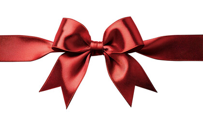 Gift Ribbon with Bow in metallic red on white background.