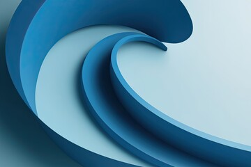 Poster - 3D Blue Shape Background with Smooth Curved Waves Design