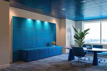 Wall Mural - 3D SharePoint Dashboard Accent in Bright Cobalt Blue Space