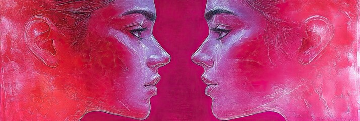 Poster - Dual Portraits in Vibrant Pink Hues