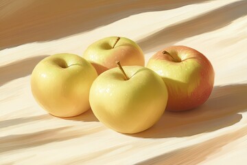 Wall Mural - Fresh Apples on Soft Fabric Background