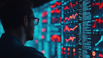 Poster - Man Looking at Data on a Screen.