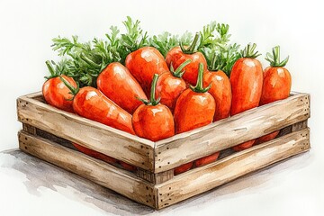 Sticker - Freshly Harvested Tomatoes in a Wooden Crate