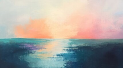 Poster - Abstract Painting of a Sunset Over the Ocean