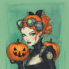 Canvas Print - halloween_pumpkin_comics_witch