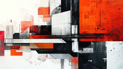 Poster - Abstract Geometric Artwork with Red and Black Elements