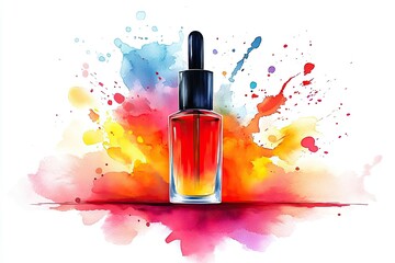 Wall Mural - Colorful Serum Bottle on Artistic Splash Background