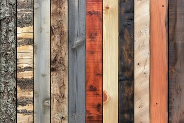 Sticker - Diverse Wooden Plank Textures in Varied Colors