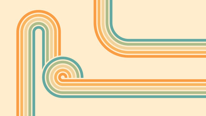 Wall Mural - abstract background of rainbow groovy wavy line design in 1970s hippie retro style. vector pattern r