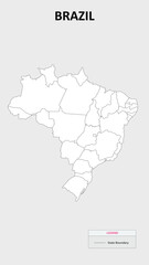 Naklejka na meble Brazil Map. State map of Brazil. Administrative map of Brazil with states names in outline.