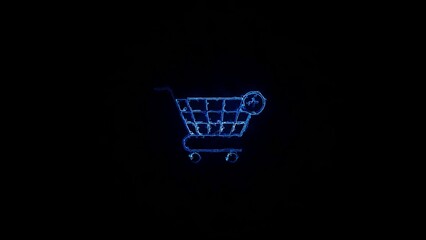 Neon glow line Shopping cart icon for web, computer and mobile app