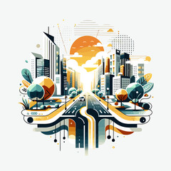 Wall Mural - city-transport-vector