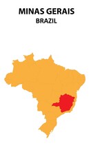 Minas Gerais Map is highlighted on the Brazil map with detailed state and region outlines.