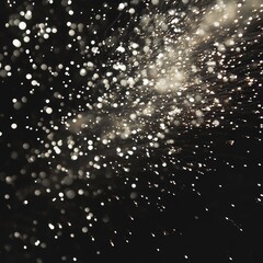 Canvas Print - Abstract background of white glowing particles on black background.