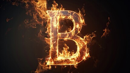 Wall Mural - Fiery Letter B