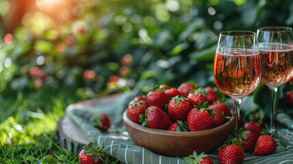 Wall Mural - Juicy strawberries close up