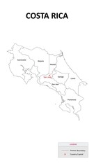  Costa Rica Map. State and district map of Costa Rica. Administrative map of Costa Rica with states and boundaries in white color.