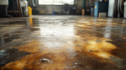 Wall Mural - A Close-Up of a Water-Damaged Concrete Floor