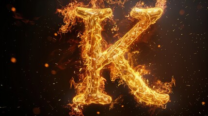 Wall Mural - Fiery Letter K