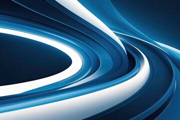 Poster - Flowing Curves Blue Abstract Background with Dynamic Light Effects