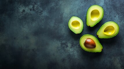 Canvas Print - Fresh Avocado Halves on Dark Surface