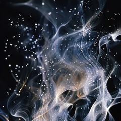 Canvas Print - Abstract background with swirling lines and glowing particles.