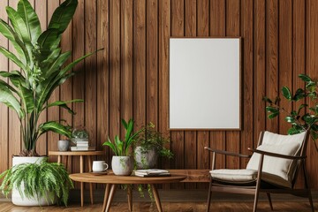 Wall Mural - A mockup of a relaxation room with chairs, decoration, and a hall