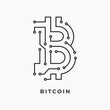© Denis - Bitcoin (BTC) cryptocurrency logo from thin lines,  vector illustration.