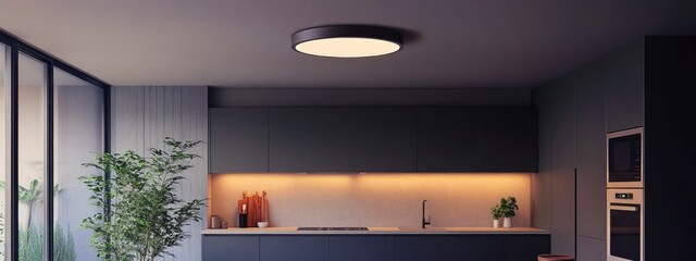 Poster - 3D rendering of a surface mounted LED ceiling light suitable for bedroom and kitchen use