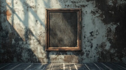 Poster - 3D rendering of a dark grunge frame displayed on a wall