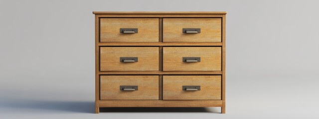 Poster - 3D rendering of a wooden catalog file cabinet from the front perspective