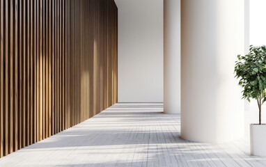 Poster - 3D rendering of a hardwood wall alongside a white wall