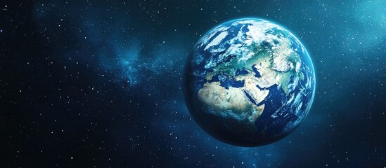 Poster - Amazing blue planet earth with continents oceans and clouds in open space against a starry sky rendered in 3D cartoon style