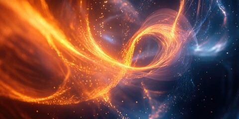 Poster - 3D cartoon visualization of cosmic energy strings Thin bright elements flow as energy creating lines that form structural fibers