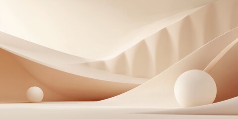 Poster - Minimalist abstract scene featuring geometric shapes against a soft pink cream backdrop 3D render