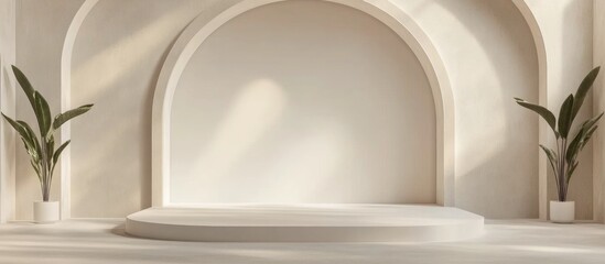 Aufkleber - Arched interior backdrop mockup podium 3D rendering