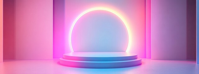 Poster - Abstract pastel colored background minimalist mockup for podium presentation or display 3D rendering