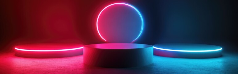 Poster - Abstract background featuring 3D geometric podiums for product showcase high quality 3D rendering