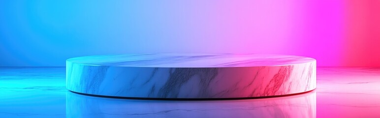 Poster - Department of field perspective of a top marble table on a white background High key style 3D rendering