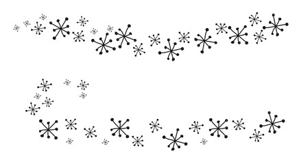 Hand Drawn Snowflakes Blown by Winter Blizzard. Change of season and weather concept vector