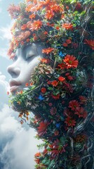 Wall Mural - Floral Portrait: A Dreamy Vision of Nature's Beauty