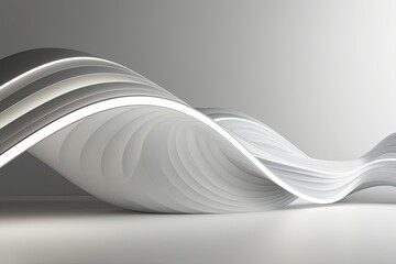 Wall Mural - 3D Abstract Light Wave Design on Contemporary White Background