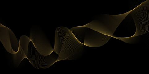 Abstract golden wavy lines Digital frequency track equalizer background. Curved wave smooth stripe seamless pattern. Wave lines created using blend tool. graphic design template banner business wave.