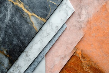 Canvas Print - Elegant natural material textures featuring marble and wood for design inspiration.