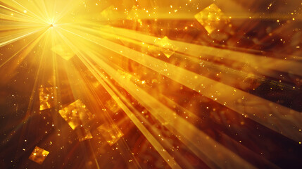 Poster - Golden light rays effect with geometric shapes