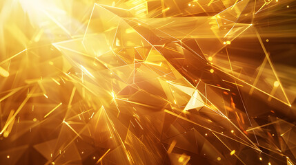 Golden light rays effect with geometric shapes