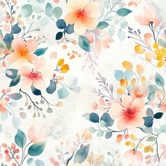 Poster - Watercolor floral patterns with soft pastel colors for elegant design.