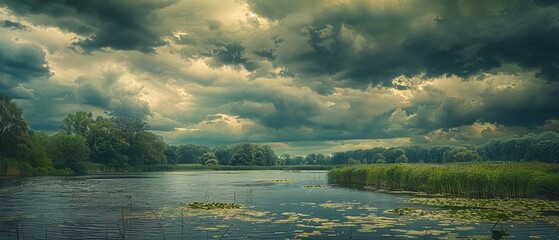 a gloomy summer day with dark clouds looming in the sky signaling the impending arrival of rain