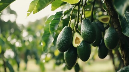 Wall Mural - Fresh Avocados on Tree