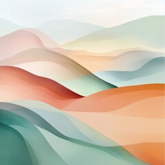 Wall Mural - Abstract illustration of colorful mountains with soft edges and a blurred background.